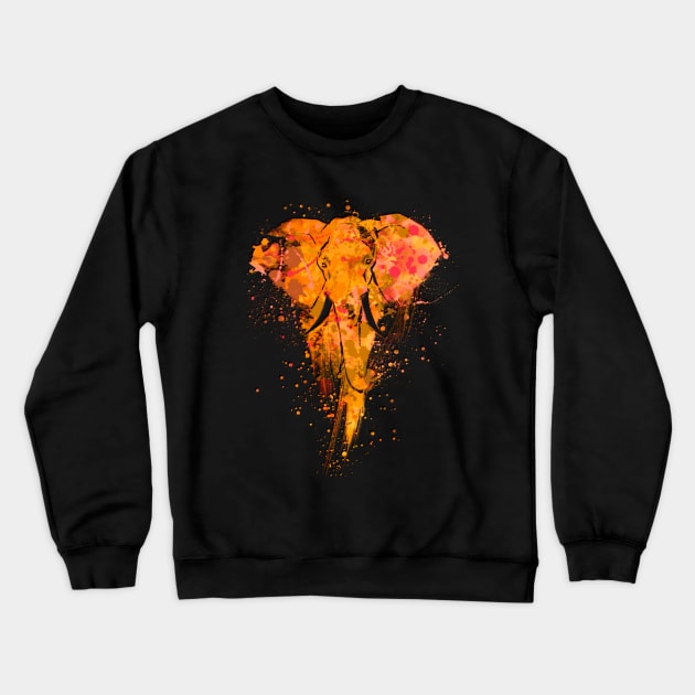 Splatter Paint Elephant Crewneck Sweatshirt by AlondraHanley